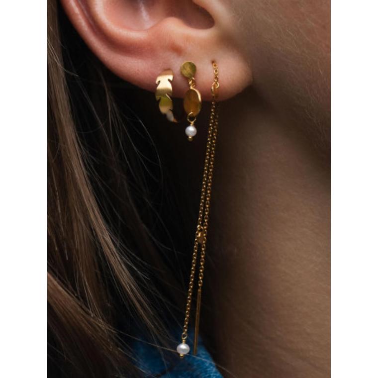STINE A Dangling Petit Coin And Stone Ørering, Guld 